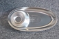 2 Compartment Stainless Steel Snack Plate Oval Dish Divided Food Storage